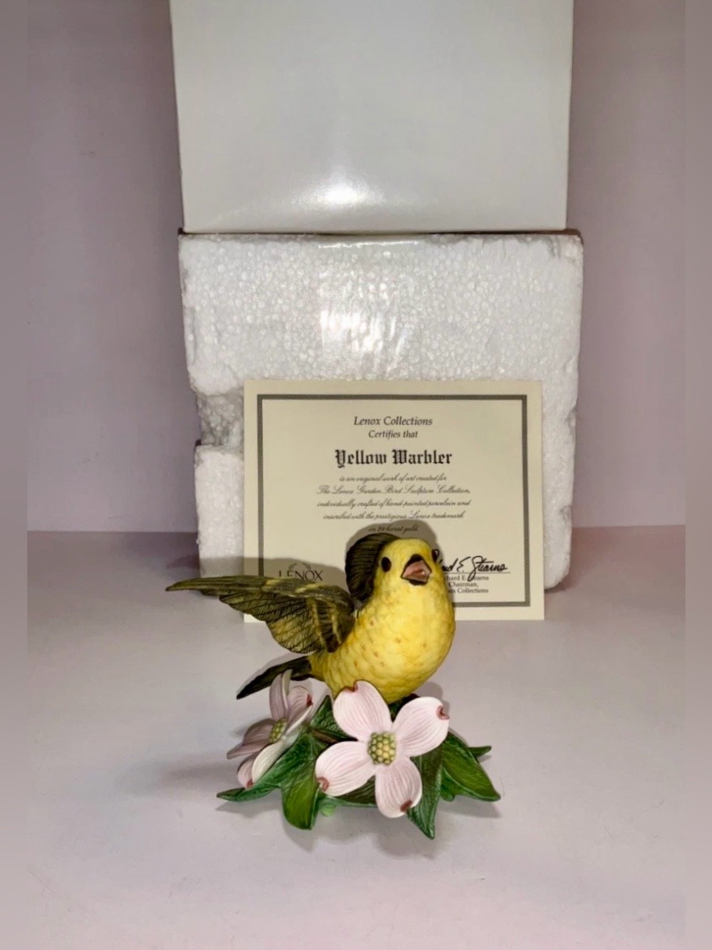 Lenox Yellow Warbler Porcelain Bird Figurine W/Box & COA Garden Bird Collection